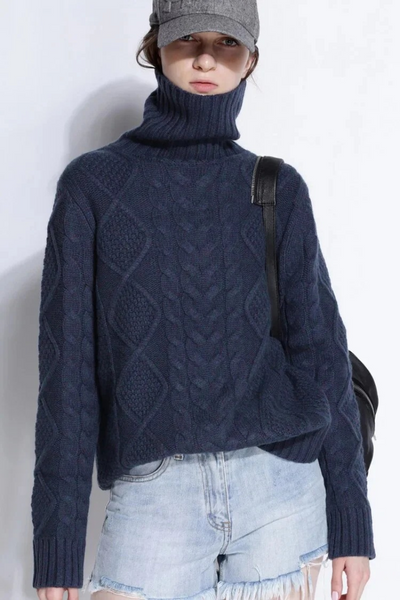 Damen warmer und dicker Pullover | Rollkragen