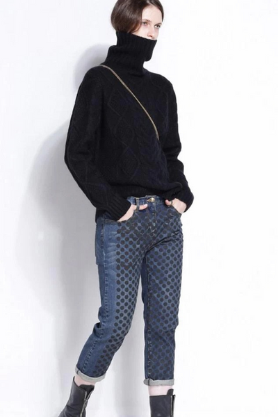 Damen warmer und dicker Pullover | Rollkragen