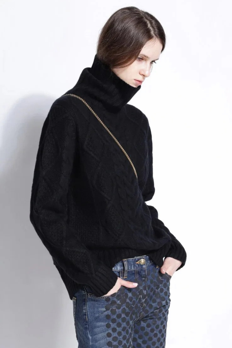 Damen warmer und dicker Pullover | Rollkragen