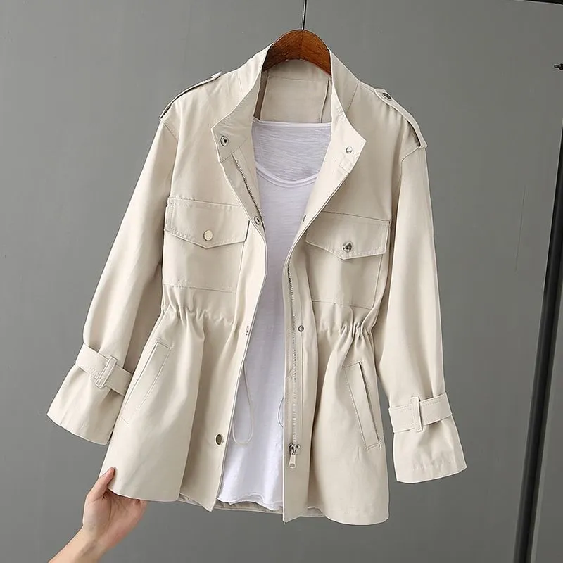 Modische Kurzjacke mit verstellbarer Taille für Frauen