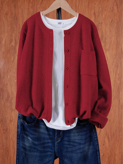 Strickjacke mit Aufgesetzter Tasche für Damen