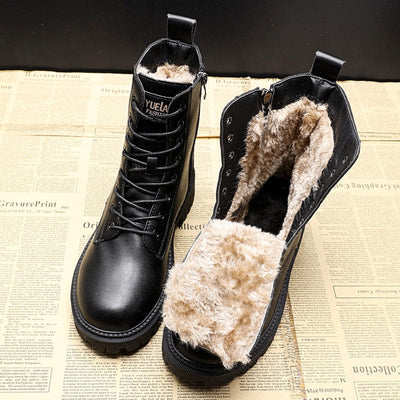 Zoe™ – schwarze Leder-Winterstiefel