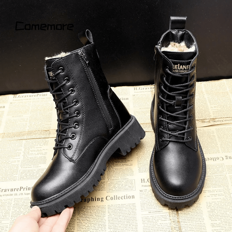 Zoe™ – schwarze Leder-Winterstiefel