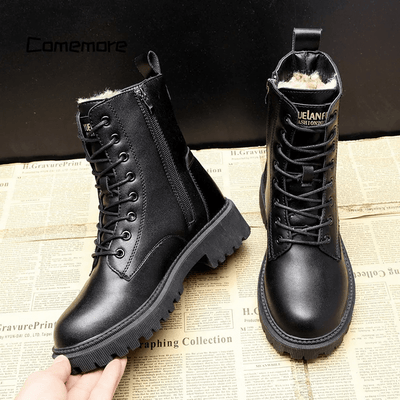 Zoe™ – schwarze Leder-Winterstiefel