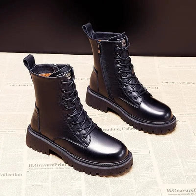Zoe™ – schwarze Leder-Winterstiefel