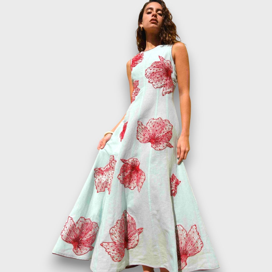 Maline – Besticktes Maxi-Kleid mit Boho-Flair