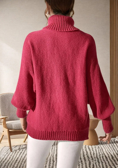 Rollkragenpullover mit Bauernärmeln für Damen