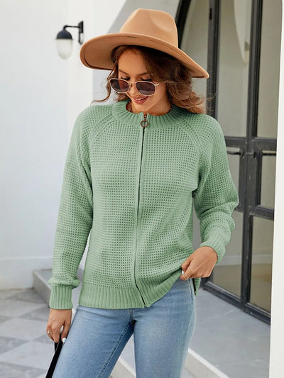 Gemütliche Waffelstrick-Strickjacke für Damen