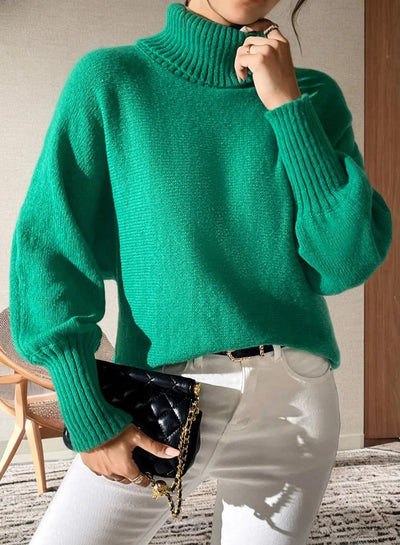 Rollkragenpullover mit Bauernärmeln für Damen