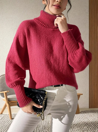 Rollkragenpullover mit Bauernärmeln für Damen