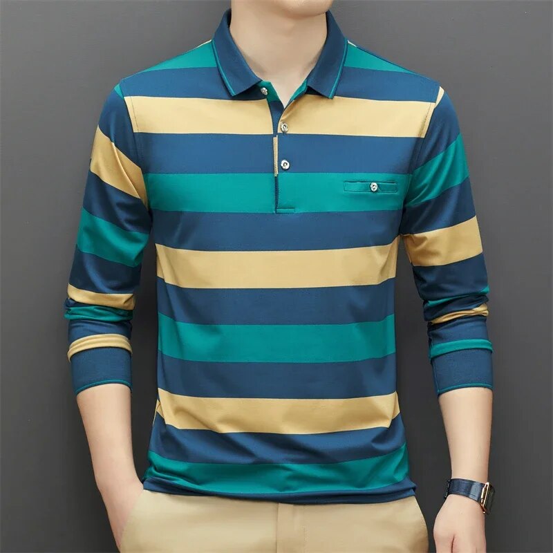 Lässiges gestreiftes kariertes Poloshirt
