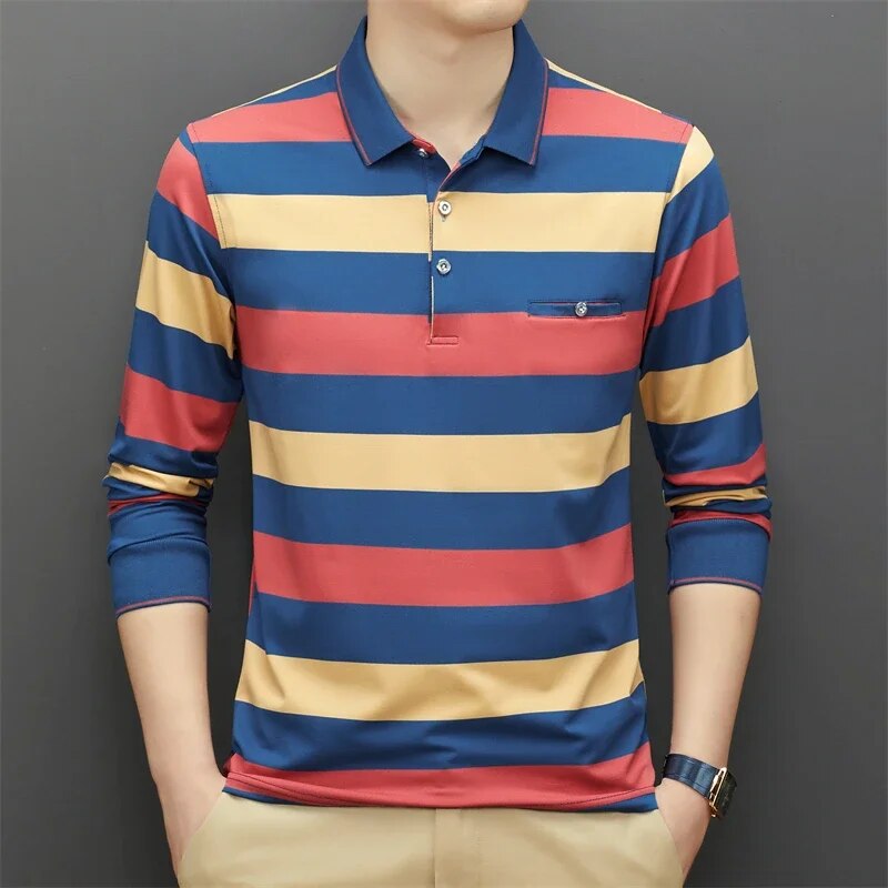 Lässiges gestreiftes kariertes Poloshirt