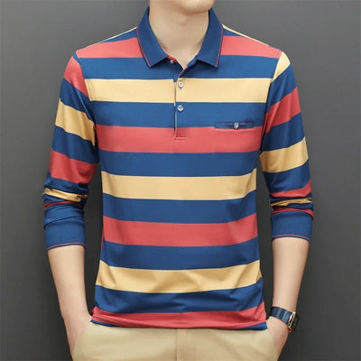 Lässiges gestreiftes kariertes Poloshirt