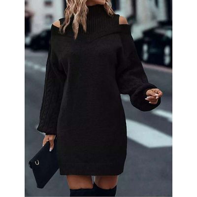 Laira™ – Kleid mit hohem Kragen und Zopfmuster