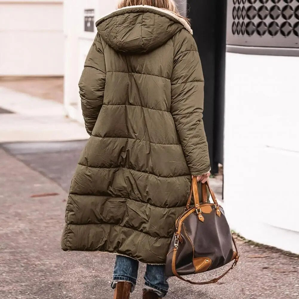 Wendbare Winterjacke mit Kapuze und Taschen für Damen