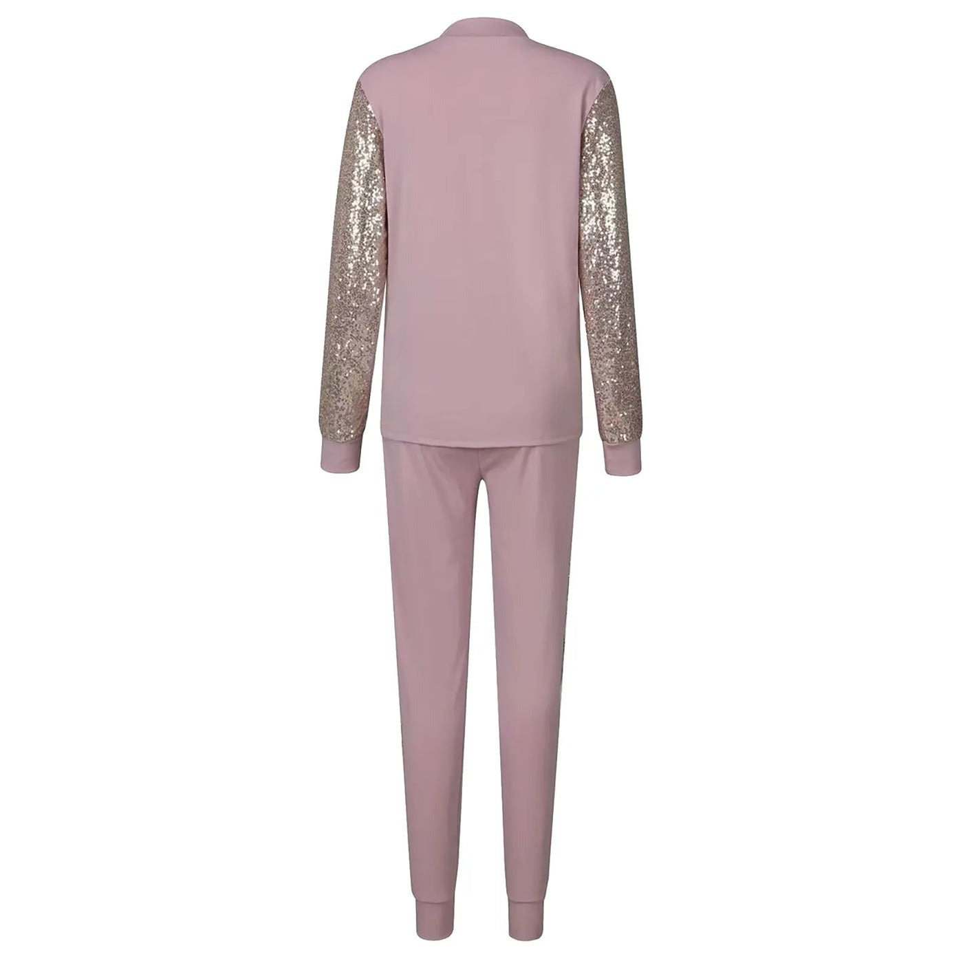 Pailletten Herz Pullover und Hose Set für Damen