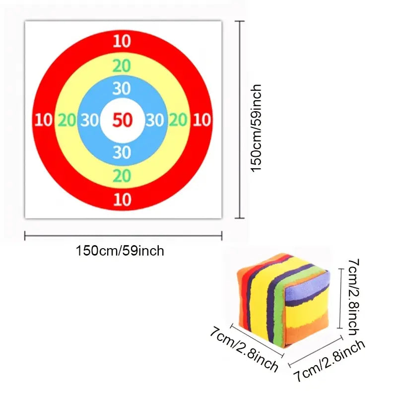 Zielwurfspiel-Set – Zielbrett mit 10 Sitzsäcken für Spaß drinnen und draußen