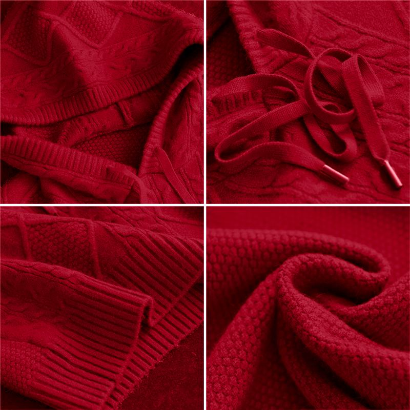 Langärmeliger Kapuzen-Winterpullover für Frauen