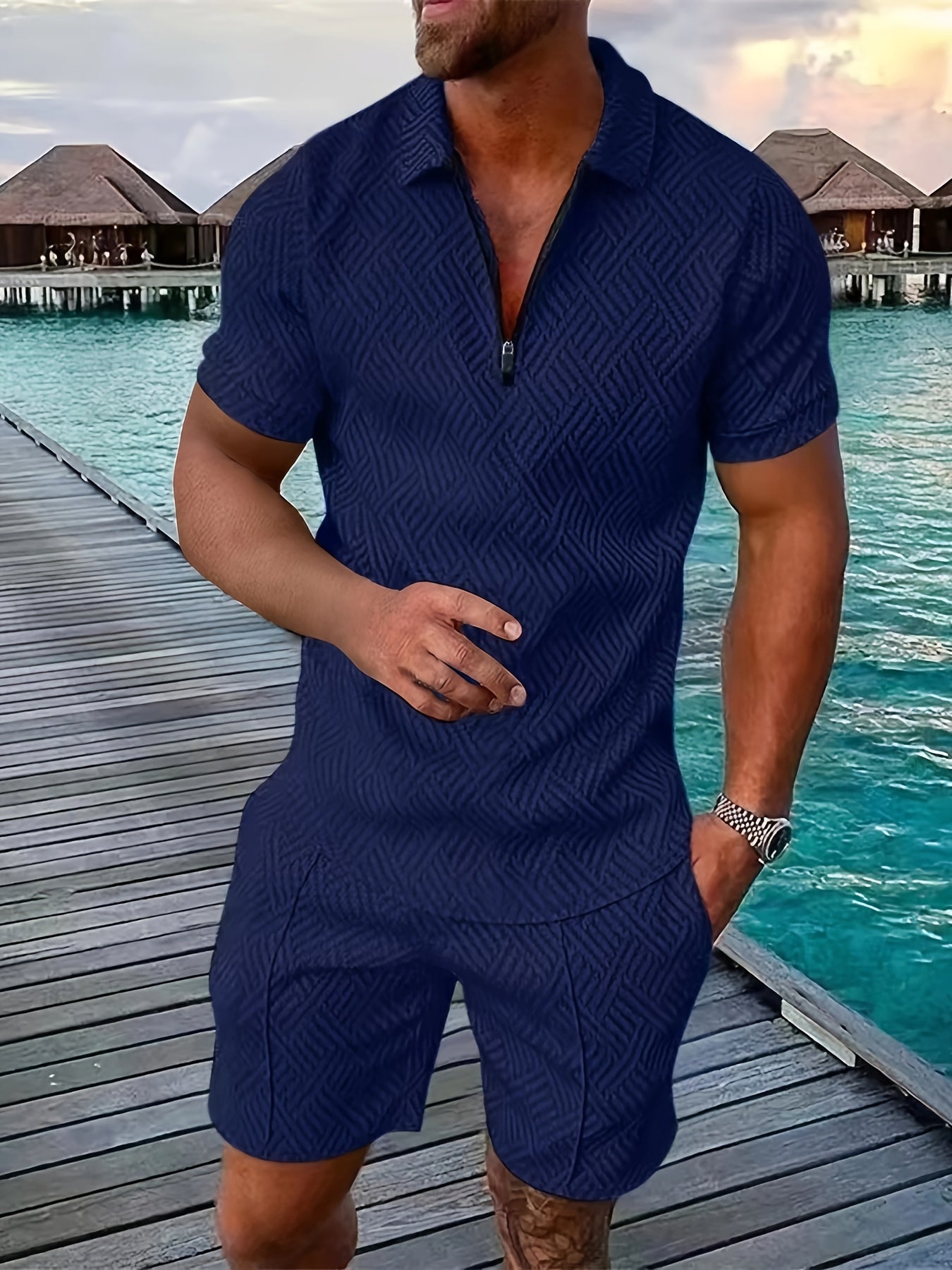 Zweiteiler für Herren - Stilvolles Set mit Poloshirt und Shorts für den Sommer