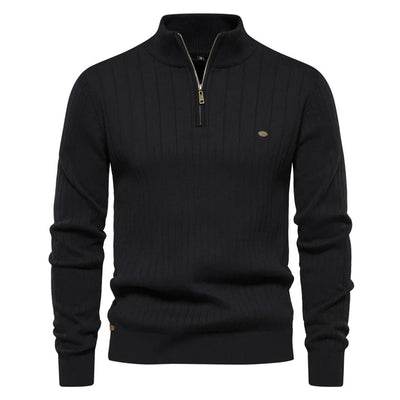 Modischer Gerippter Halbzipper-Pullover für Männer