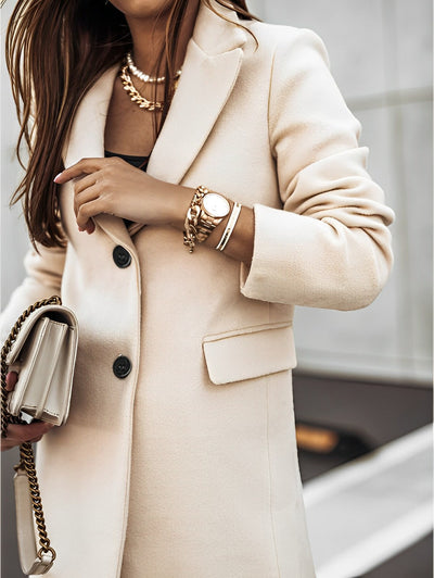 Langärmeliger 2-Knopf-Mantel für Frauen