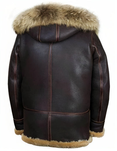 Braune Bomberjacke mit Schafsfell für Herren