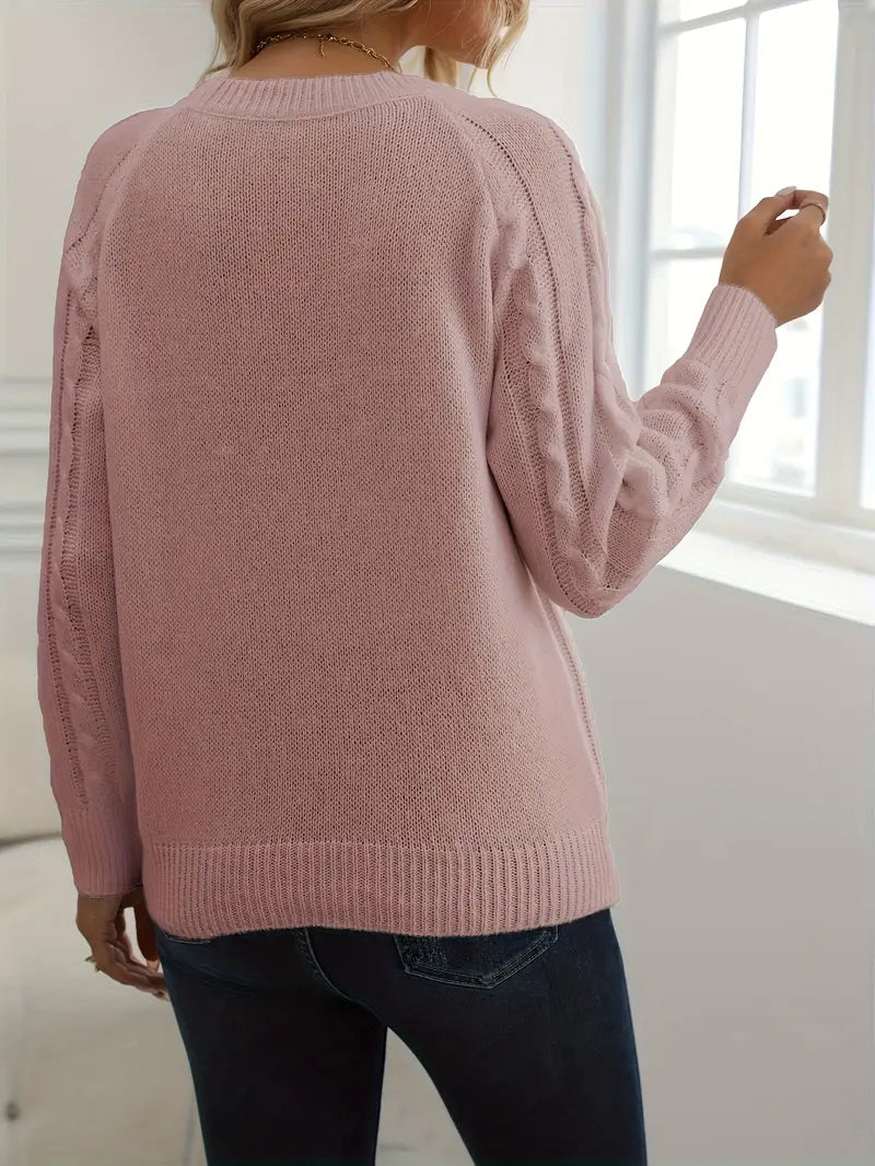SOLIDER KABELSTRICKPULLOVER FÜR DAMEN | ELEGANTER WARMER STIL