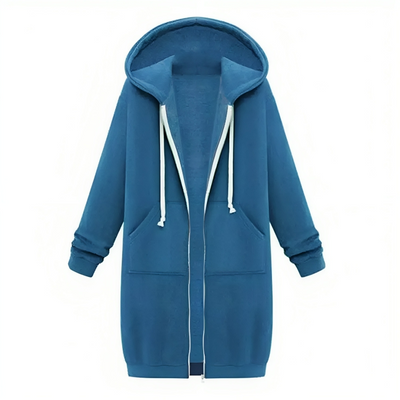 Stylischer Langer Zip-Up Kapuzenpullover mit Taschen für Damen