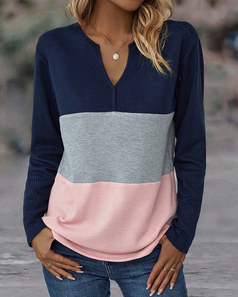 Farbblock-Strickpullover für Damen
