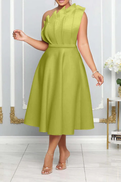 Ein-Schulter-Cocktailkleid für Damen | Midi