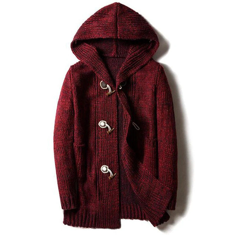 Eleganter Herren-Strickjacke mit Kapuze | Strick