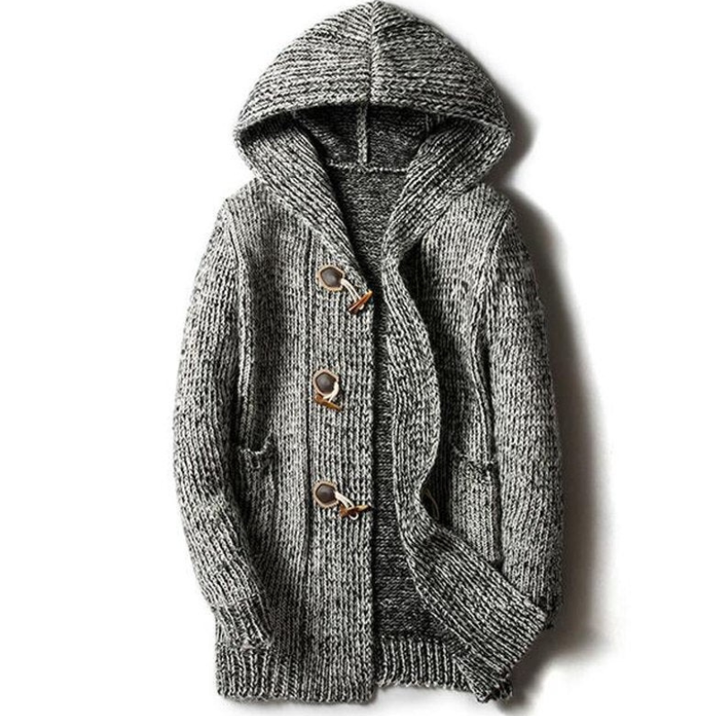 Eleganter Herren-Strickjacke mit Kapuze | Strick