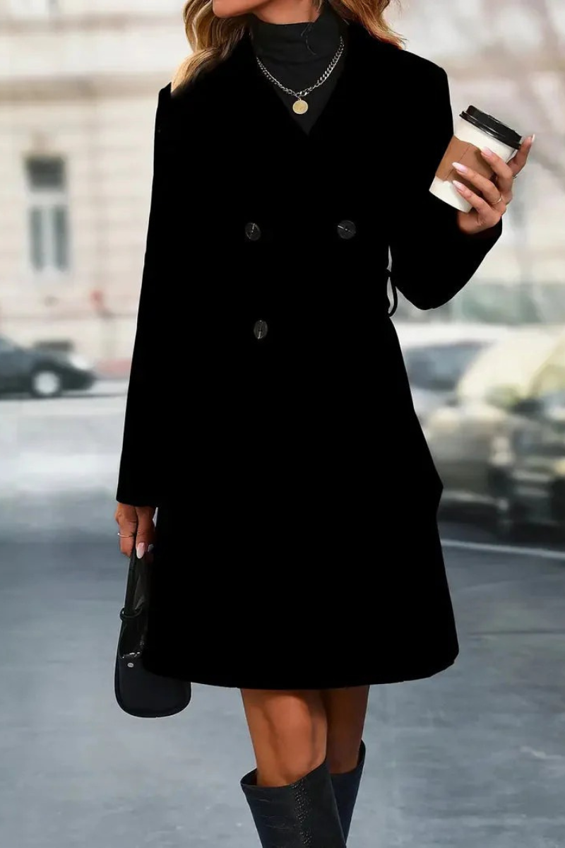 Eleganter doppelreihiger Trenchcoat für Damen | Lang