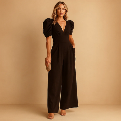 Eleganter V-Ausschnitt- Jumpsuit für Damen | Hochzeitsgäste