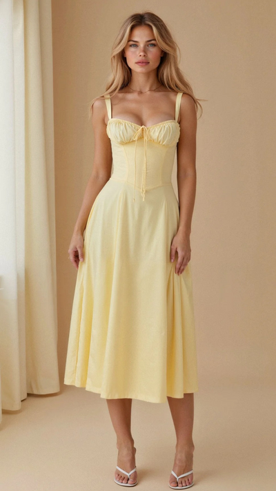 Elegantes Damen Korsett Sommerkleid | Midi