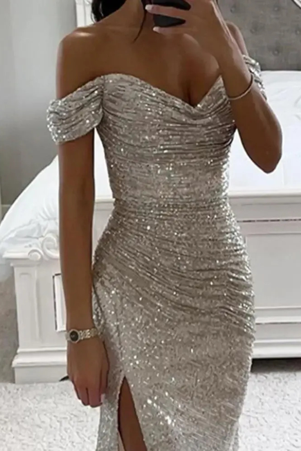 Elegantes Glitzer-Abendkleid für Damen | Maxi