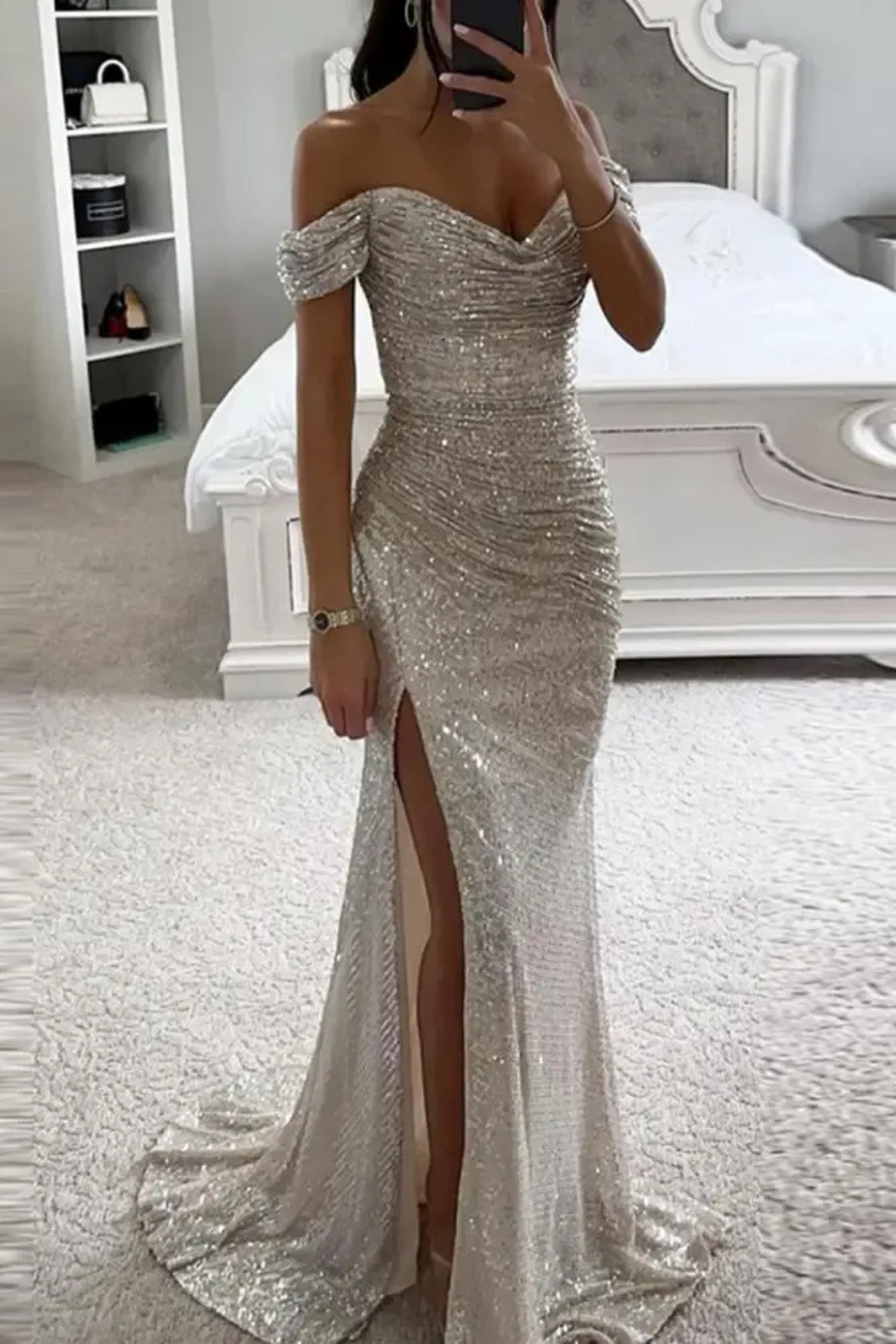 Elegantes Glitzer-Abendkleid für Damen | Maxi