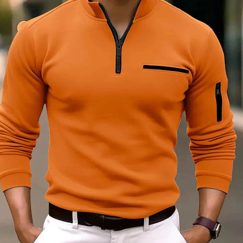 Elegantes Herrenhemd mit viertel Reißverschluss | Langarm