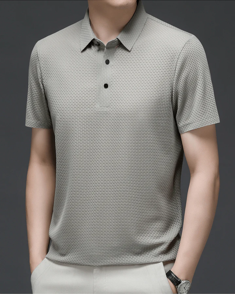 Elegantes strukturiertes Poloshirt für Herren | Kurzarm