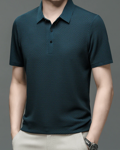 Elegantes strukturiertes Poloshirt für Herren | Kurzarm
