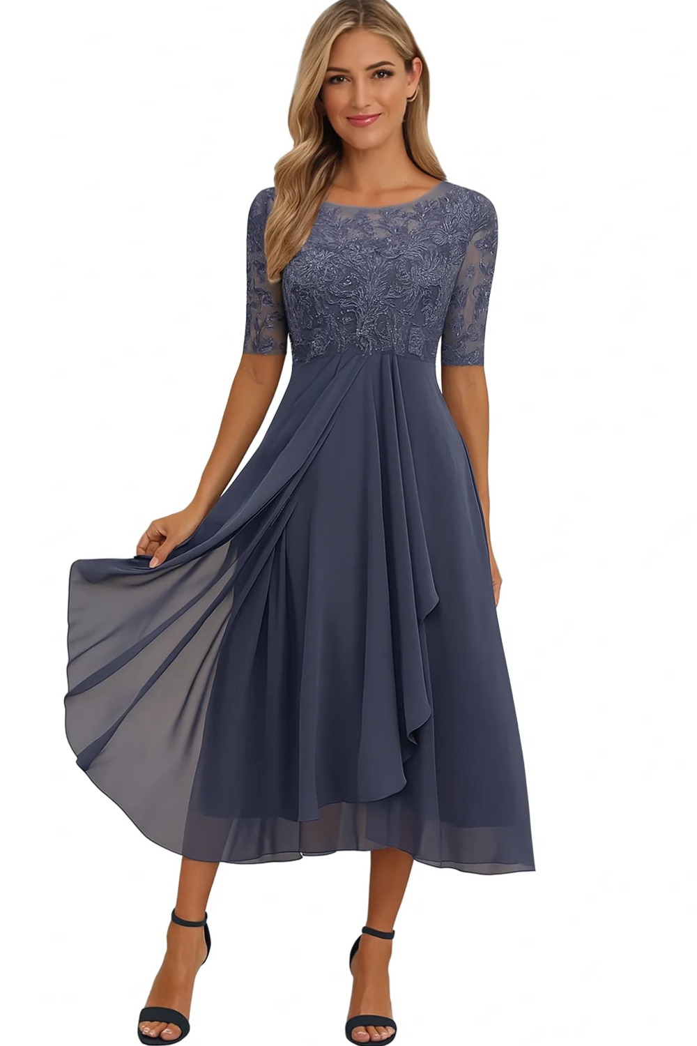 Elegantes Vintage Hochzeitsgastkleid für Damen | Midi