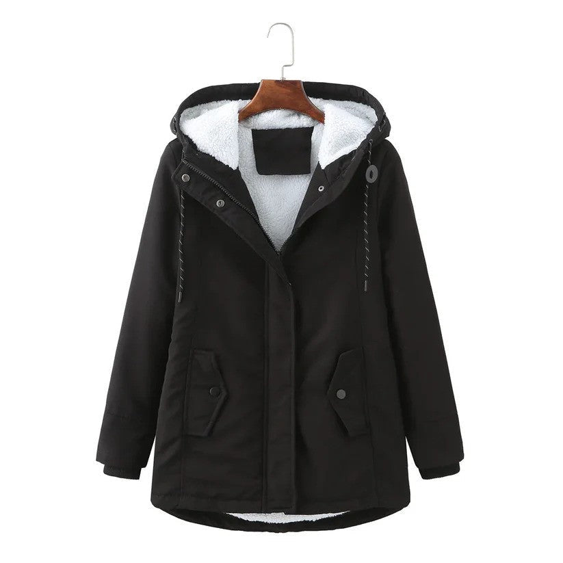 Winterjacke mit Kapuze und Seitentaschen für Frauen