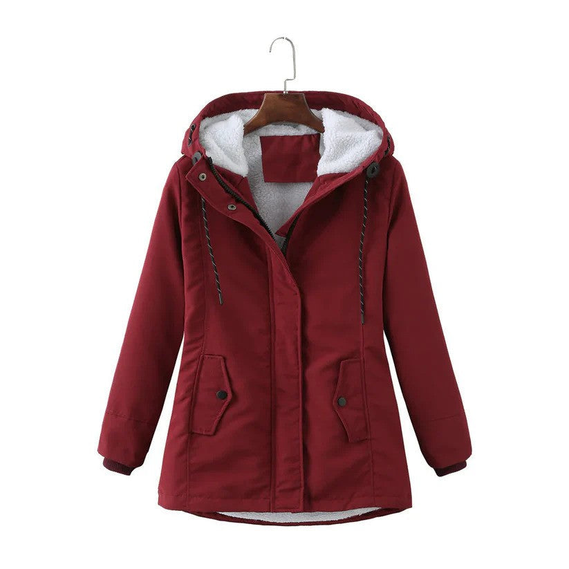Winterjacke mit Kapuze und Seitentaschen für Frauen