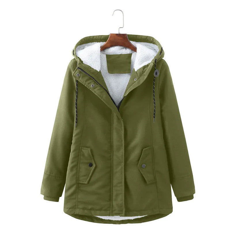 Winterjacke mit Kapuze und Seitentaschen für Frauen