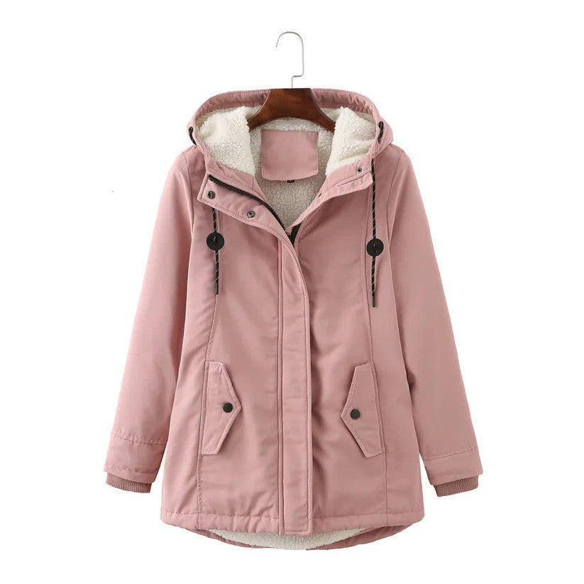 Winterjacke mit Kapuze und Seitentaschen für Frauen