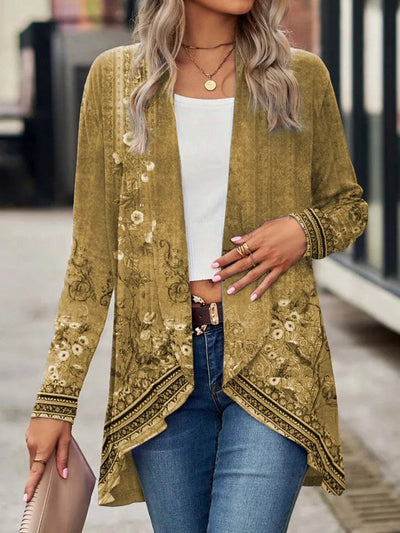 Florale Strickjacke mit Wickelvorderseite für Damen