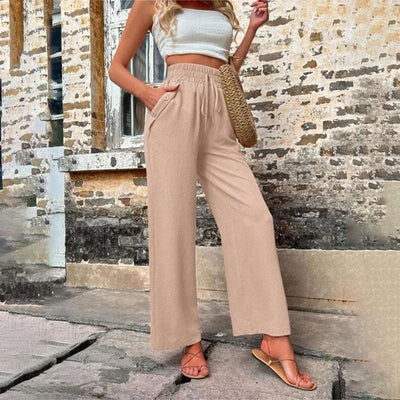 Sommerhose für Damen - Luftige Weite Hose mit Gummiband