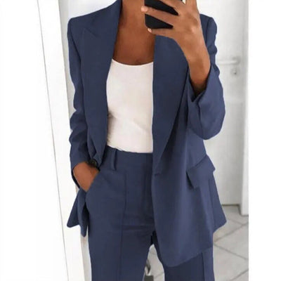 Sommerlicher Hosenanzug für Damen - Leichter Zweiteiler mit Blazer und Stoffhose