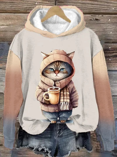 Katze und Kaffee Pullover für Damen