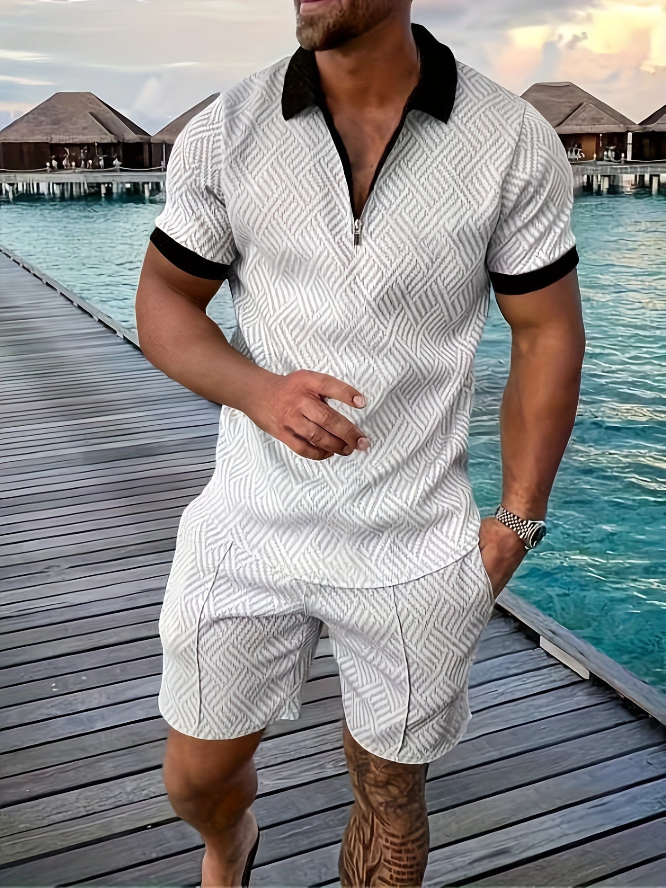 Zweiteiler für Herren - Stilvolles Set mit Poloshirt und Shorts für den Sommer